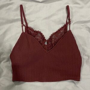 Aerie Deep Red Lace top